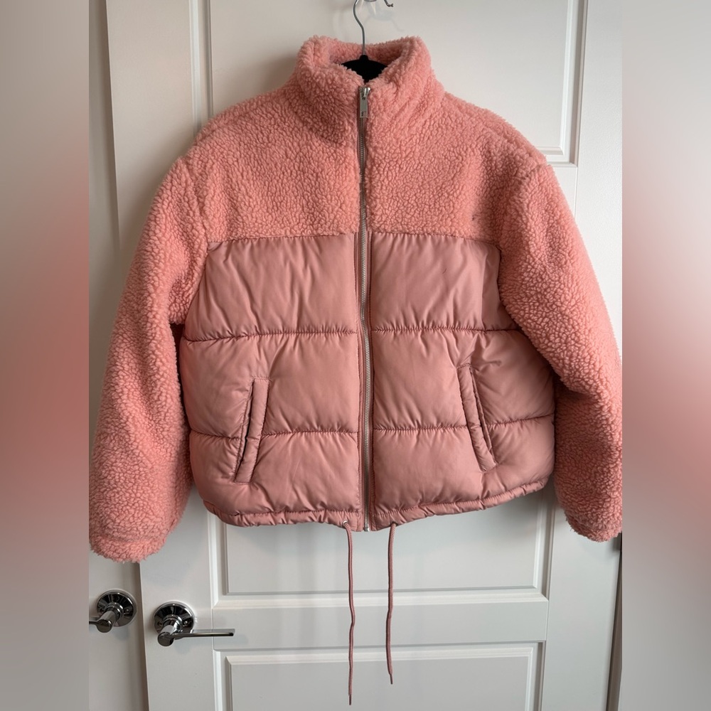 Pink puffy jacket
